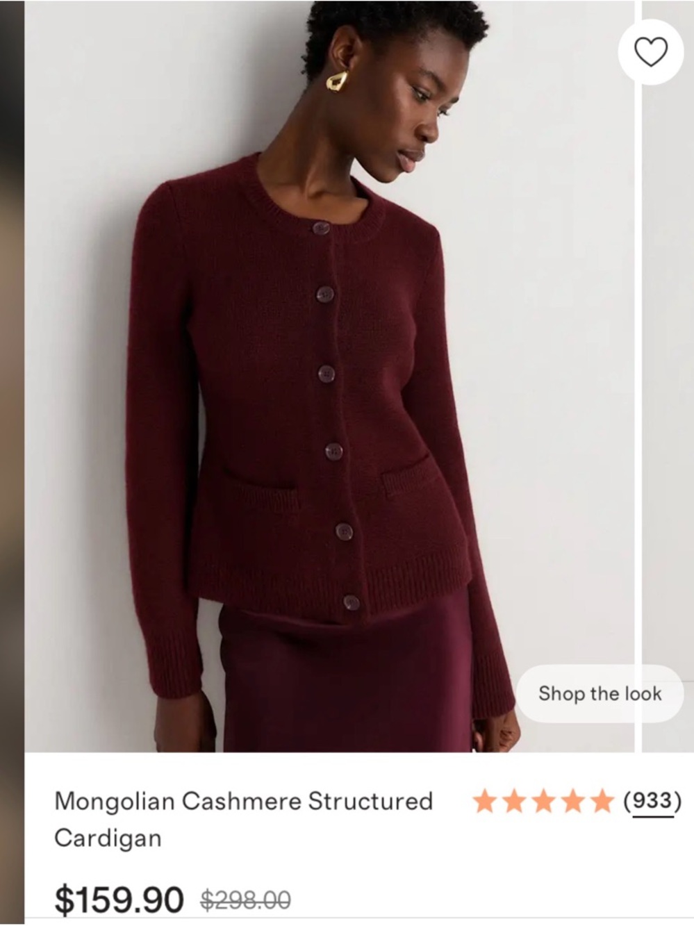 Quince Mongolian Cashmere Cardigan in Burgundy